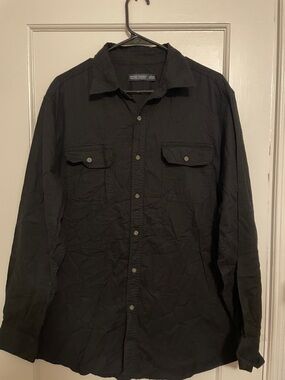 Faded Glory Black Lightweight Button-Up Shirt Jacket
